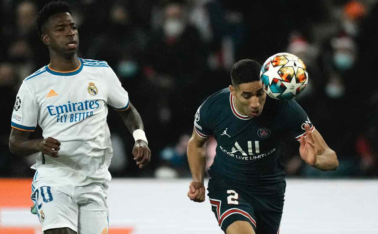 Hakimi in campo contro il Real Madrid, Champions League