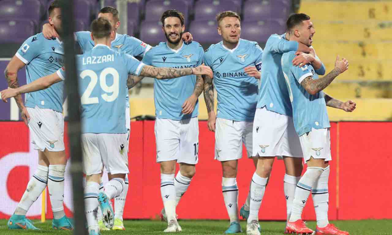 L'esultanza della Lazio contro la Fiorentina