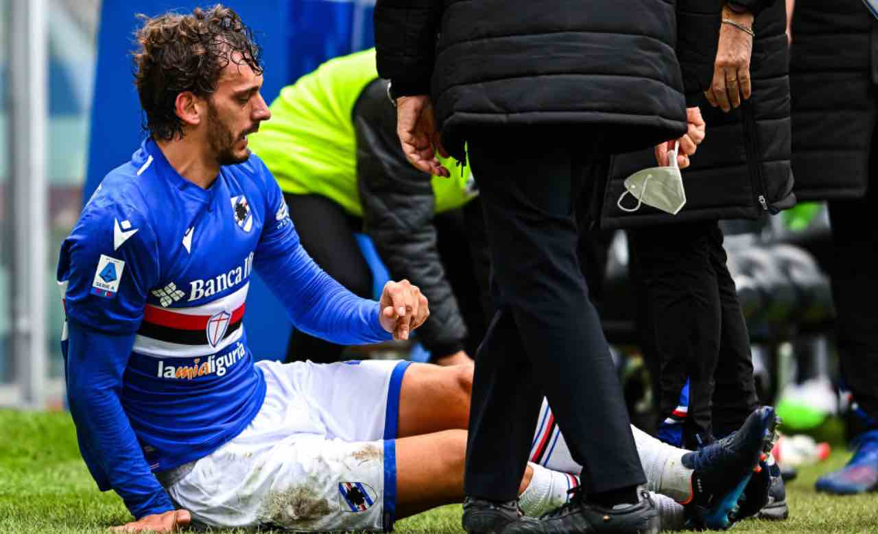 Gabbiadini s'infortuna in Sampdoria-Sassuolo