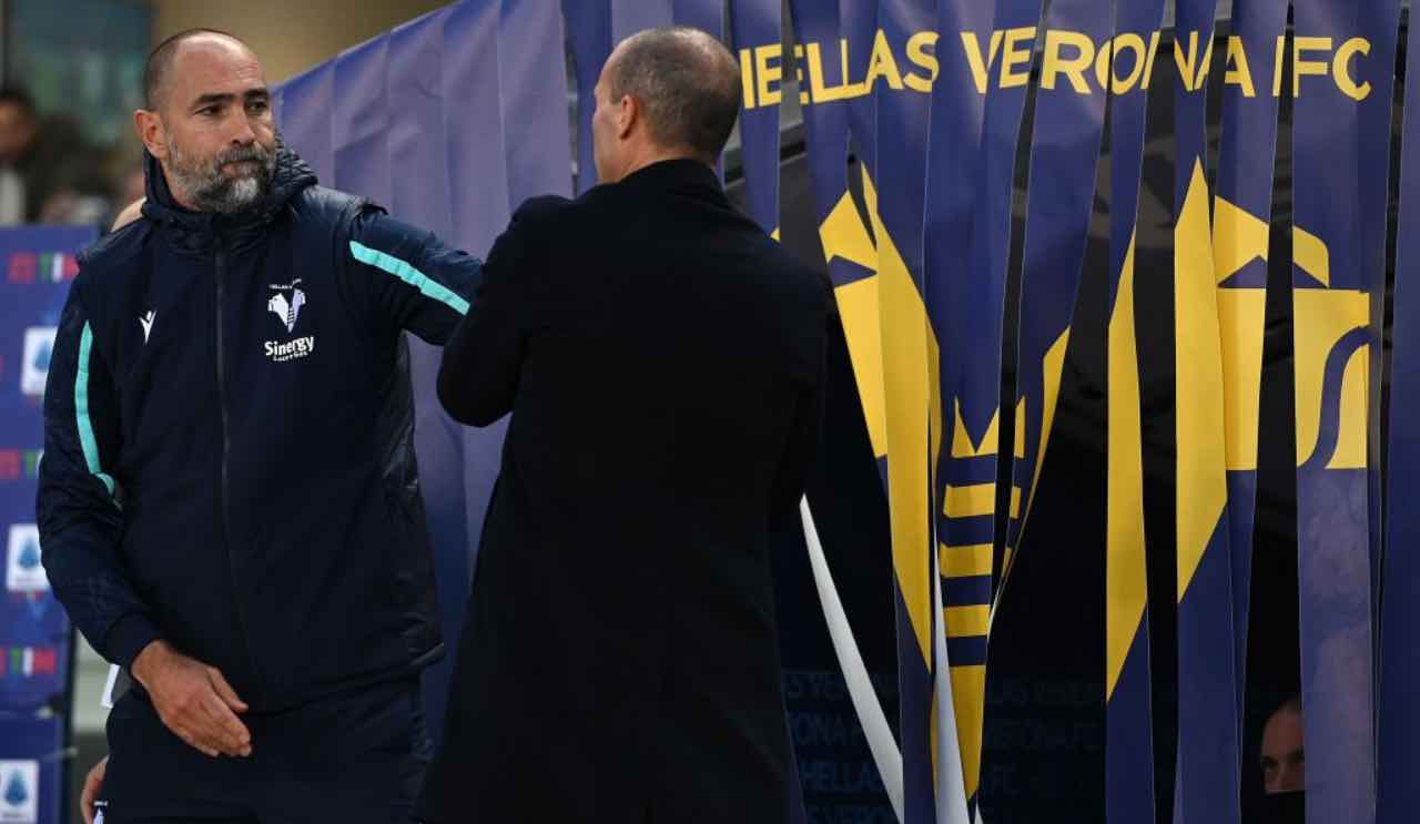 Allegri e Tudor in Verona-Juventus