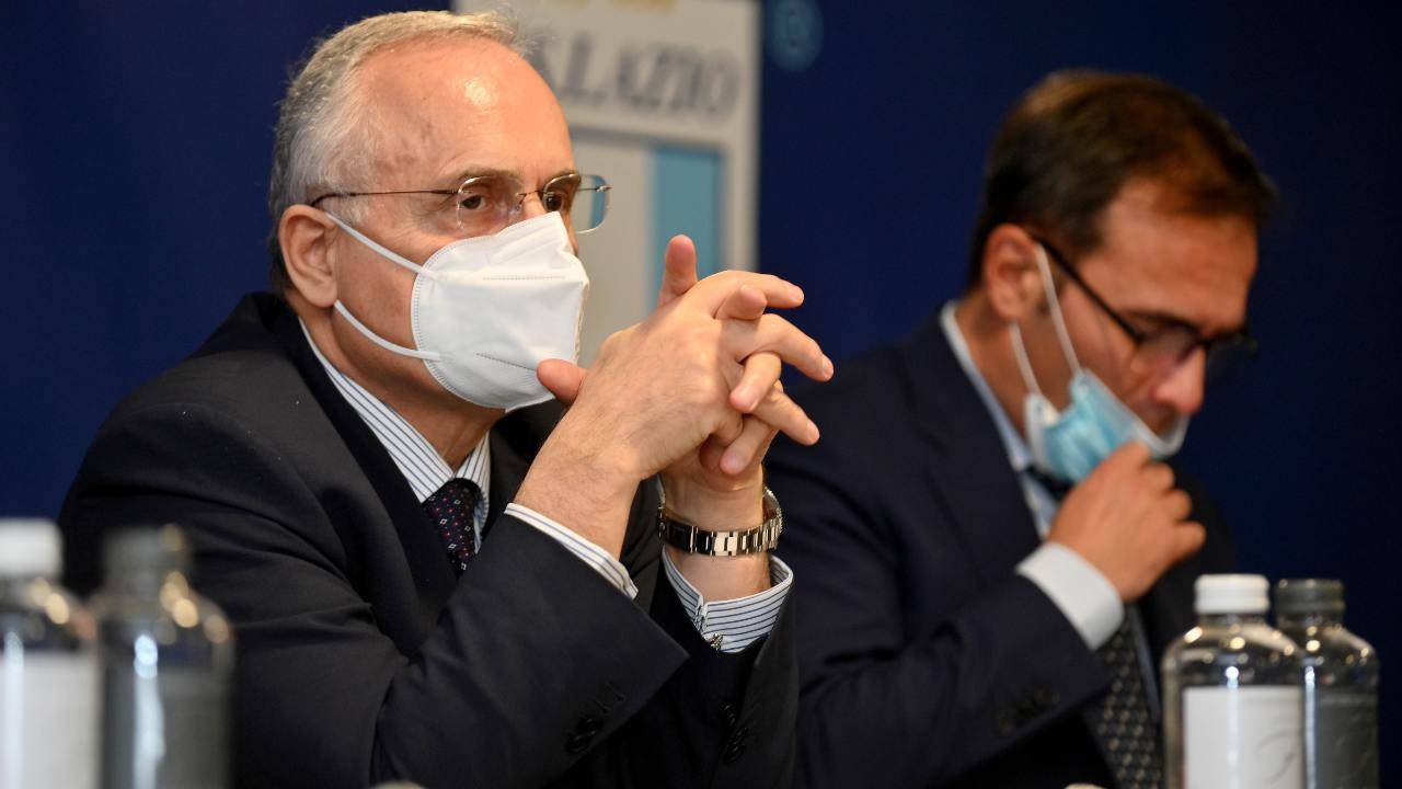 Claudio Lotito in conferenza