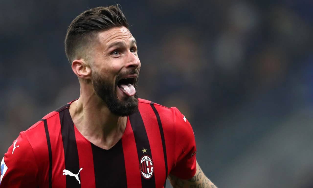 Giroud esulta in Inter-Milan