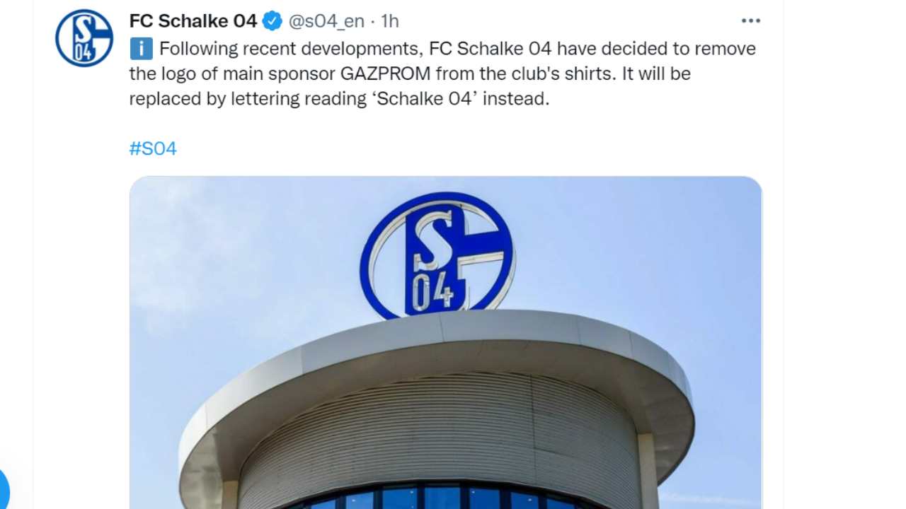Il tweet dell'account inglese dello Schalke 04