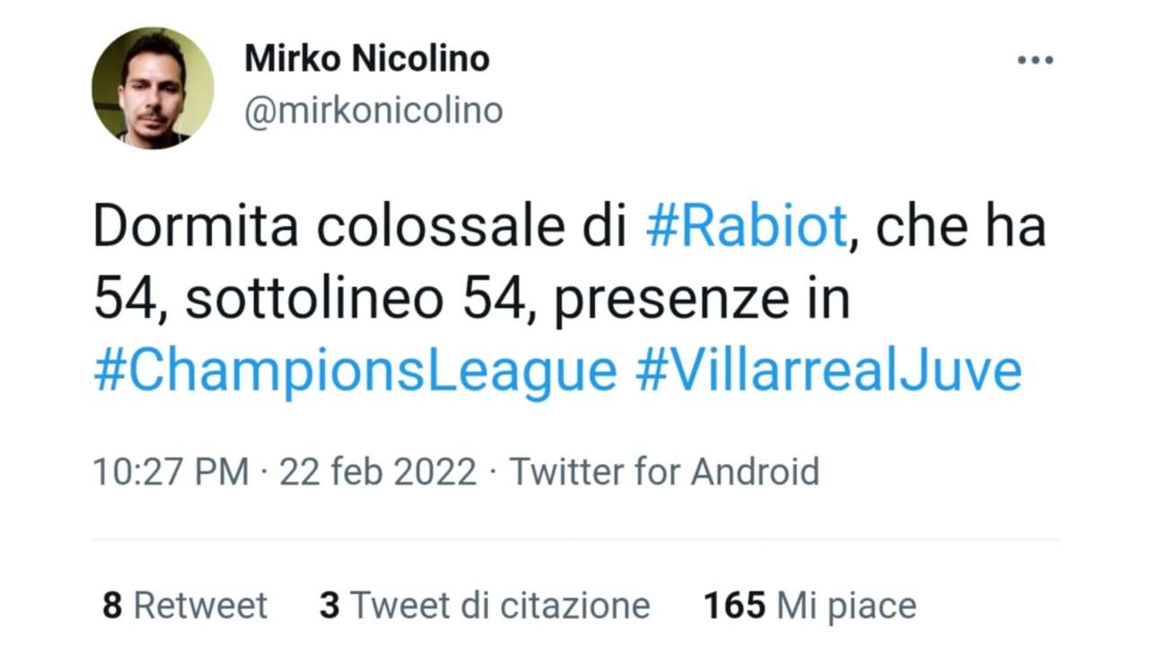 Il tweet di un tifoso della Juventus