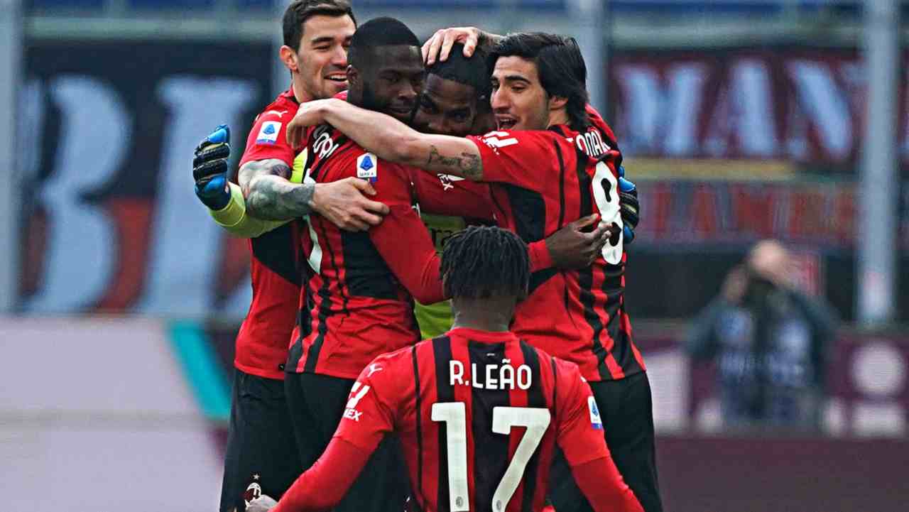 L'esultanza dei calciatori del Milan