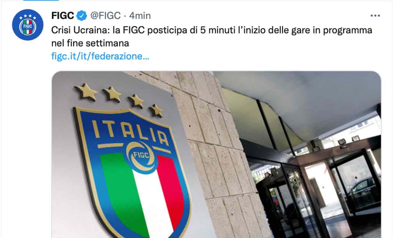 Il messaggio della FIGC sulla guerra in Ucraina