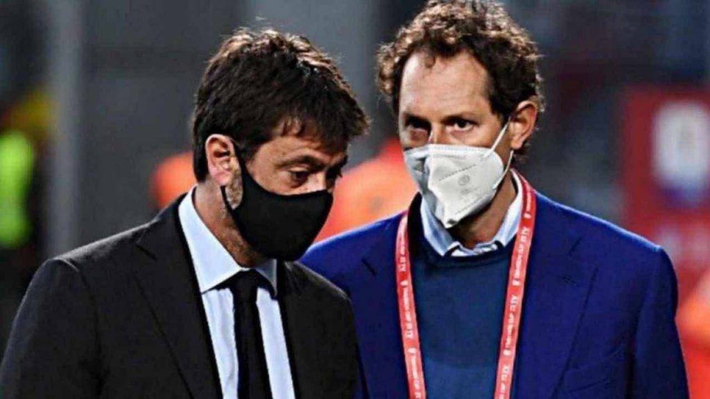 Il presidente della Juventus Agnelli parla con Elkann