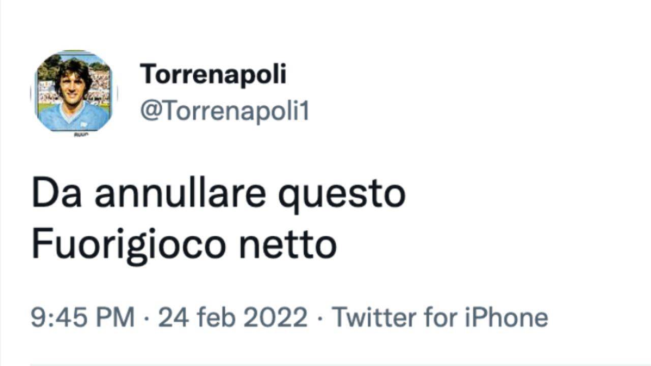 Commento tifoso Napoli su Twitter