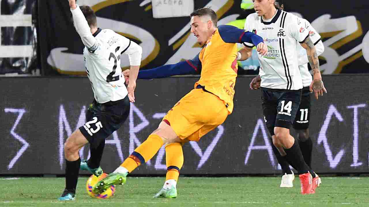 Zaniolo in azione contro lo Spezia