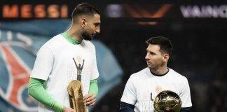 Donnarumma e Messi si guardano