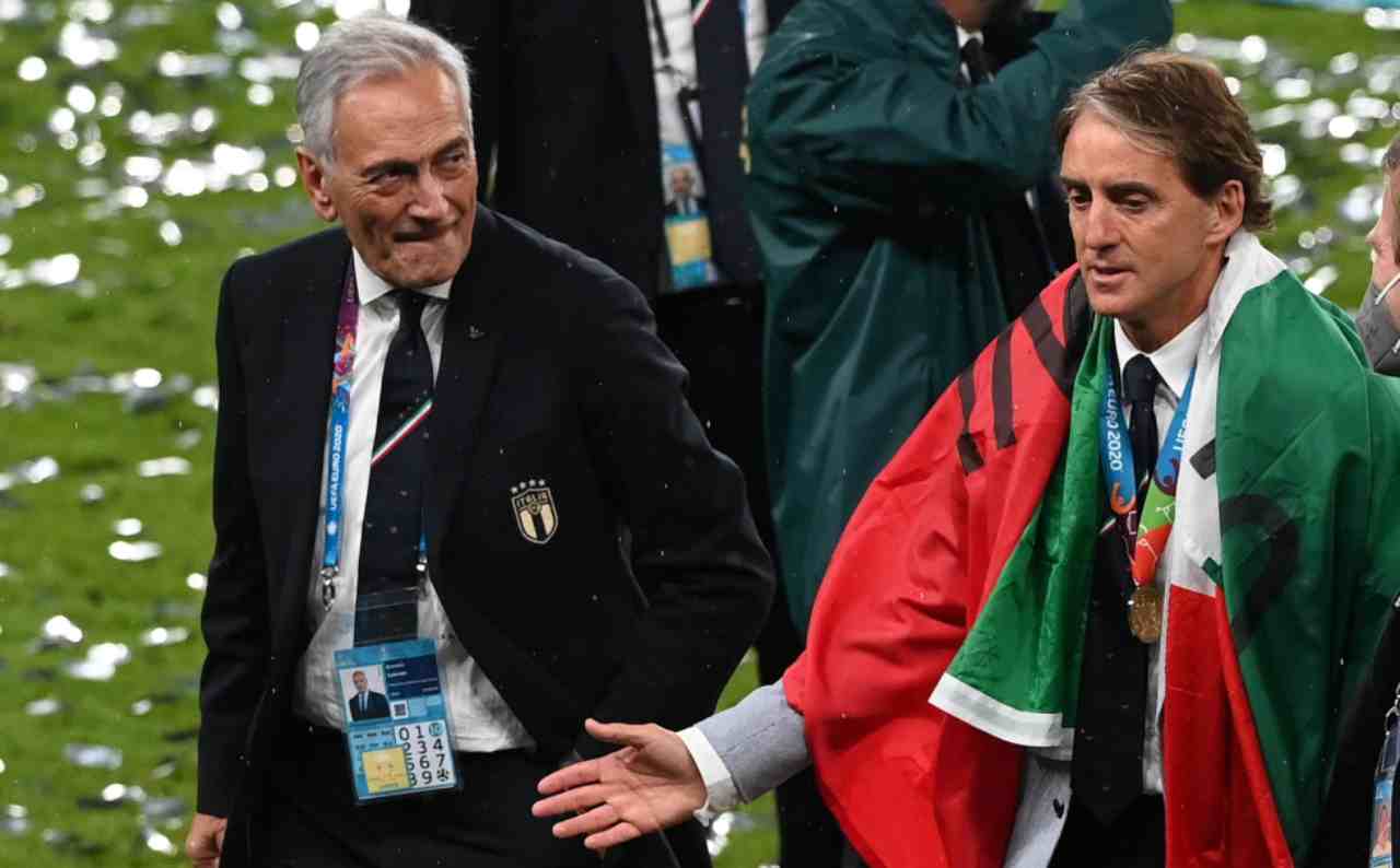 Gravina e Mancini festeggiano Euro 2020