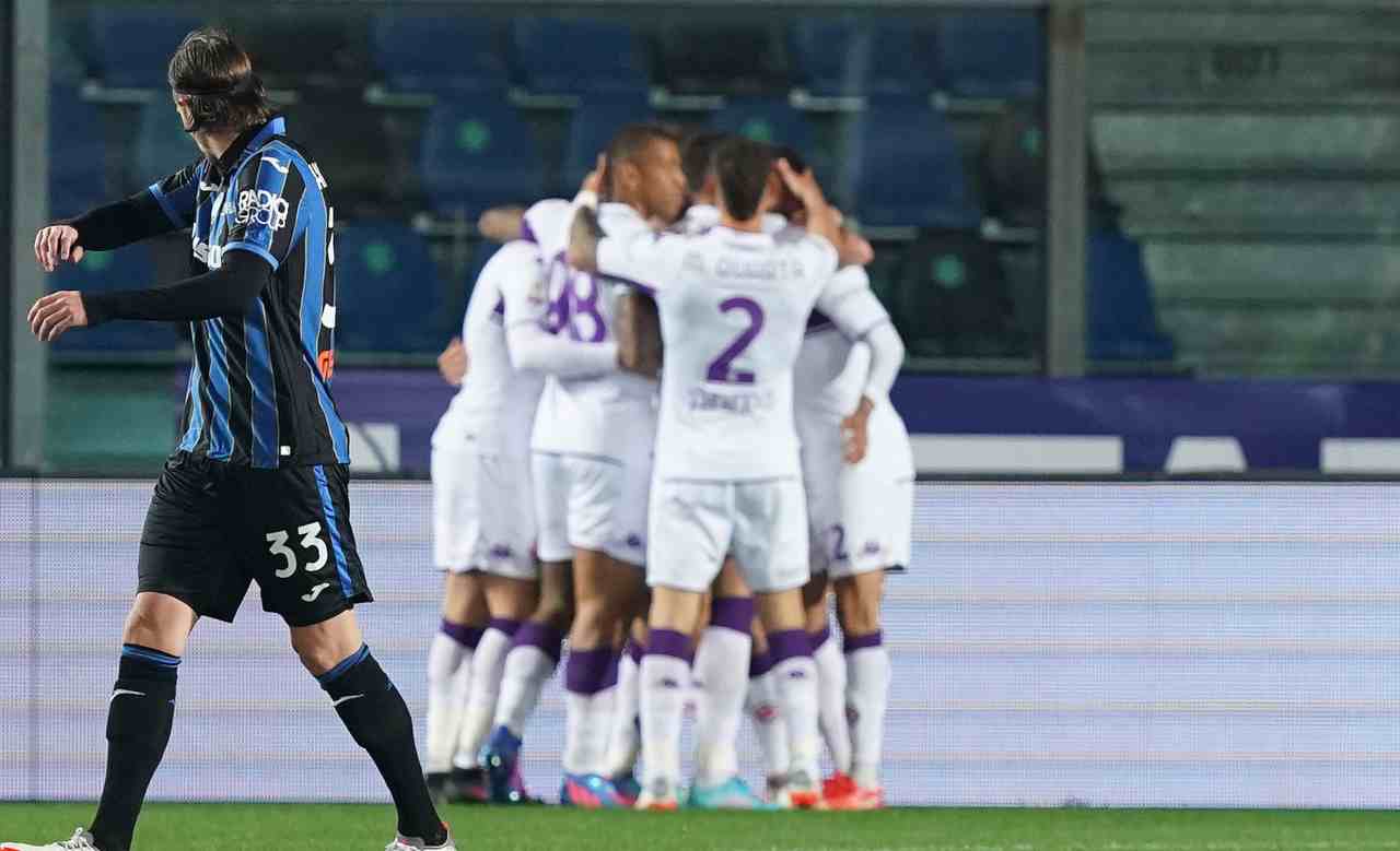 Atalanta-Fiorentina, i calciatori viola esultano
