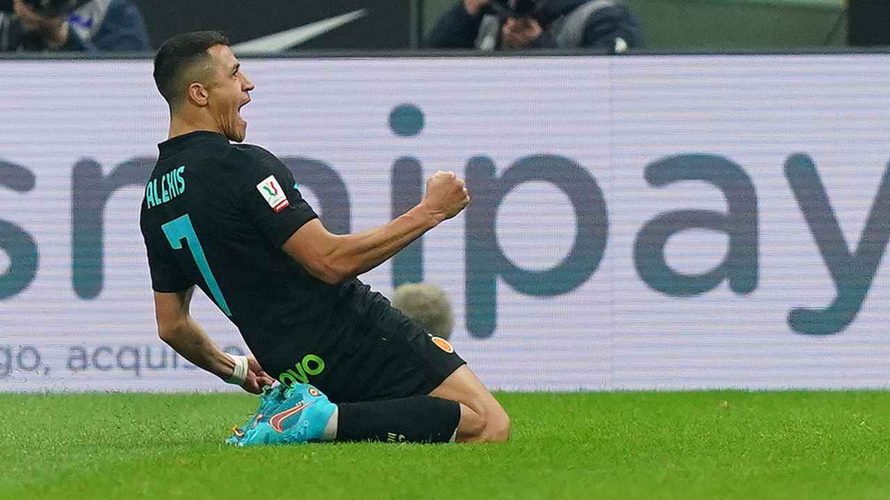 L'esultanza di Sanchez contro la Roma