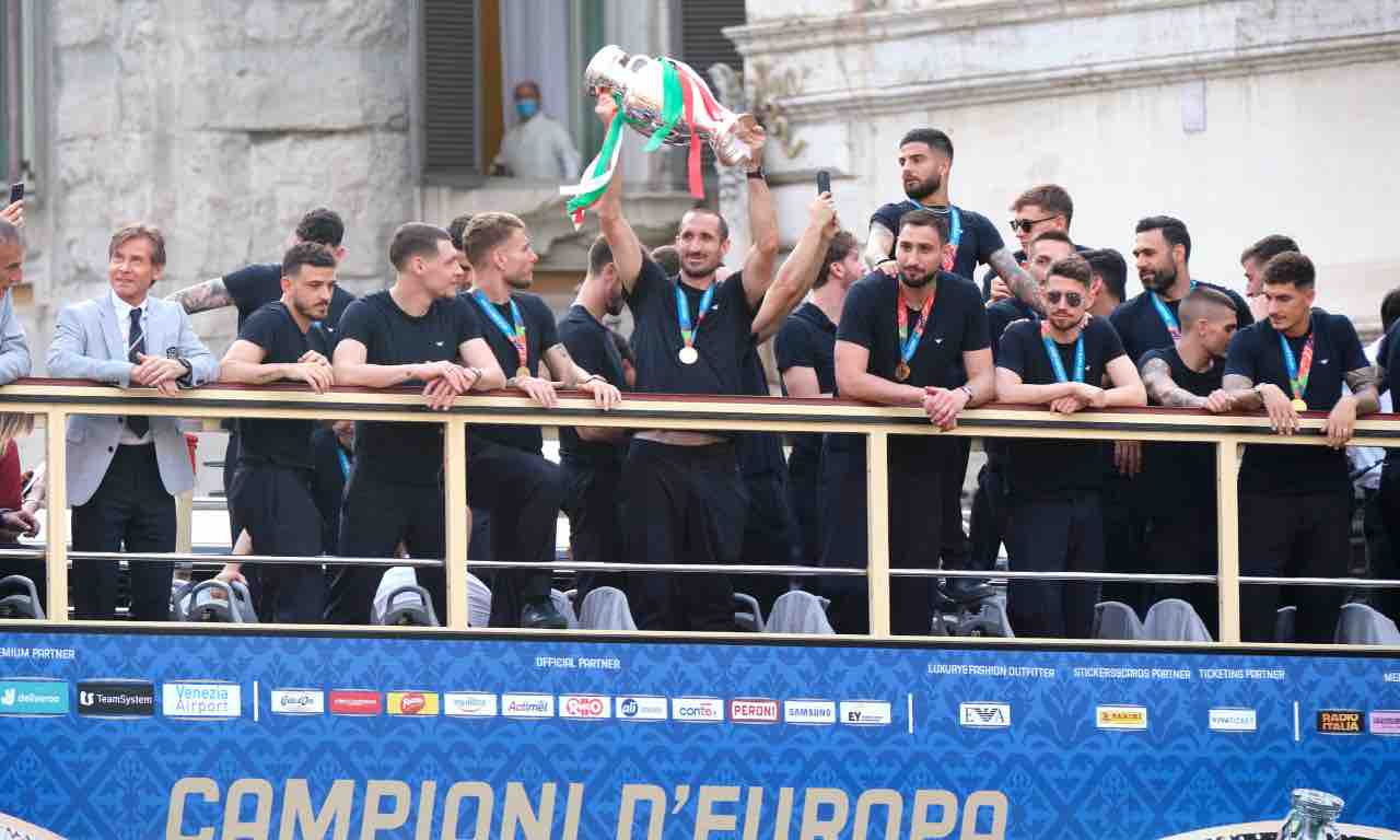 La Nazionale italiana festeggia Euro2020
