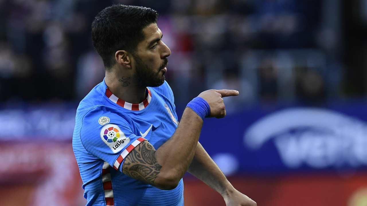 Luis Suarez esulta dopo il gol Atletico Madrid