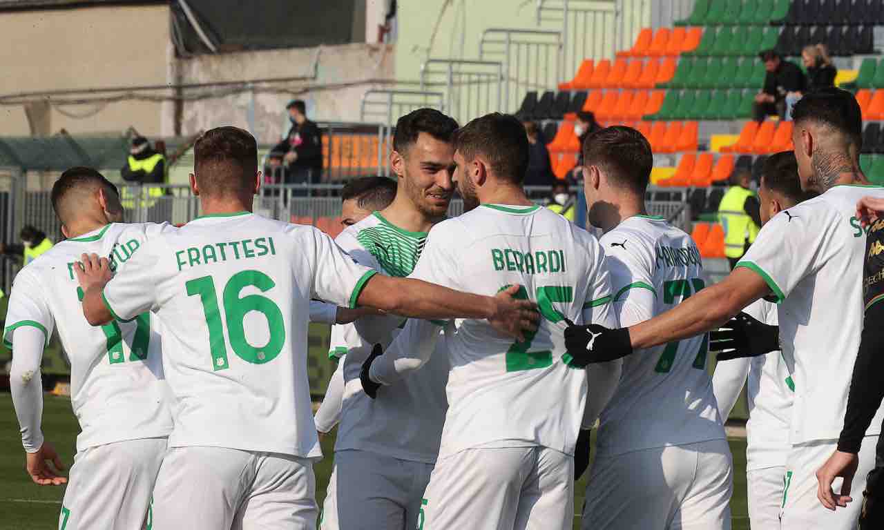 Esultanza del Sassuolo contro il Venezia 