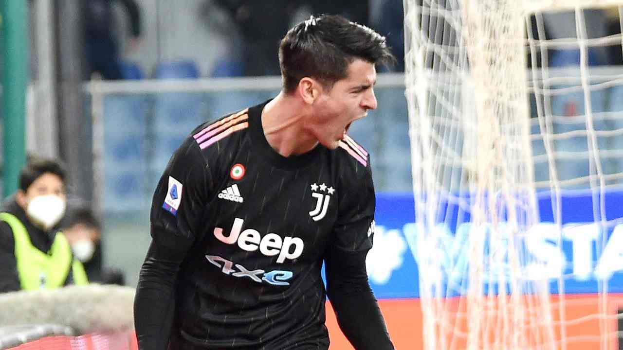 Morata esulta dopo il gol Juventus