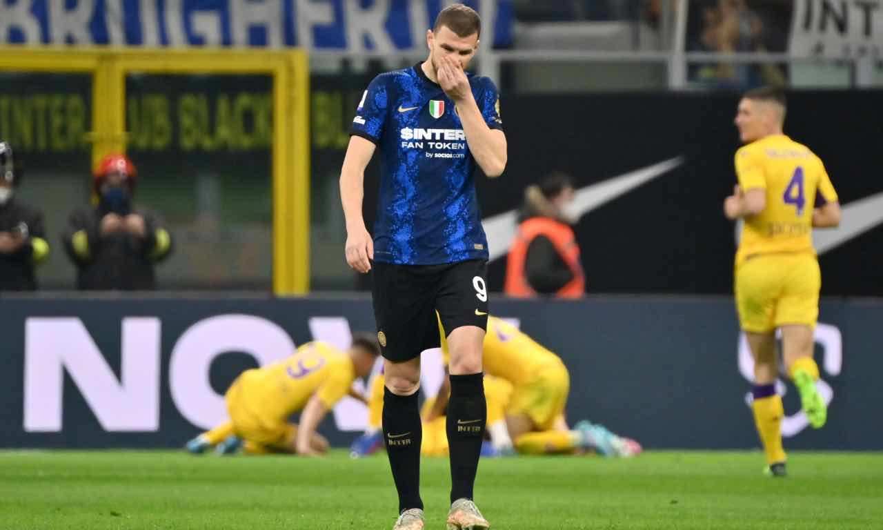 Dzeko triste in Inter-Fiorentina