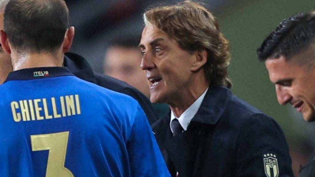 Mancini e Chiellini durante un match dell'Italia