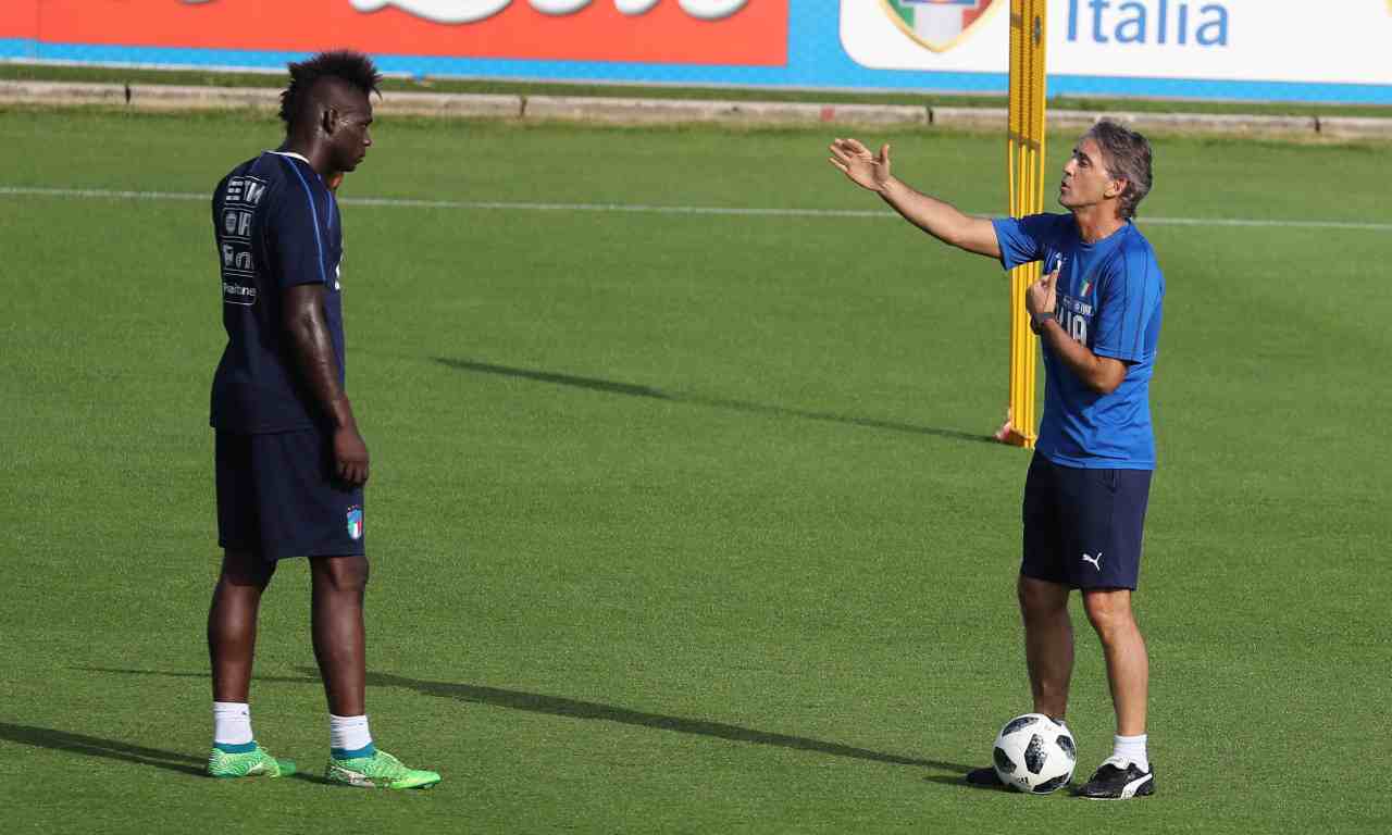 Balotelli e Mancini in allenamento