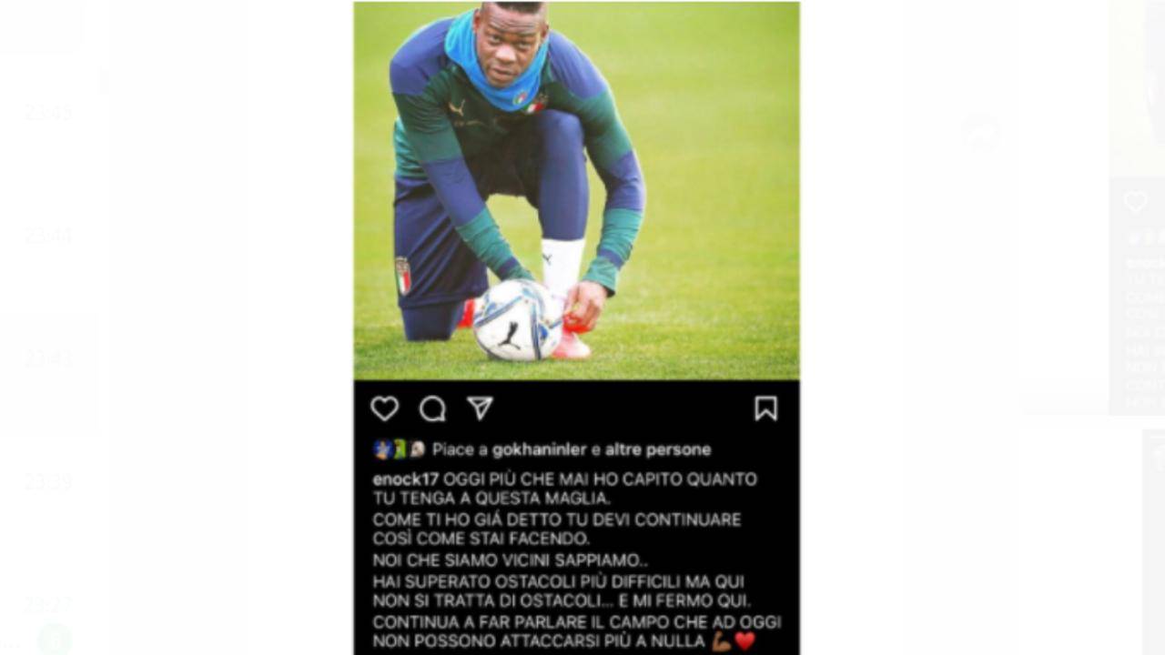 Lo screen del post del fratello di Balotelli