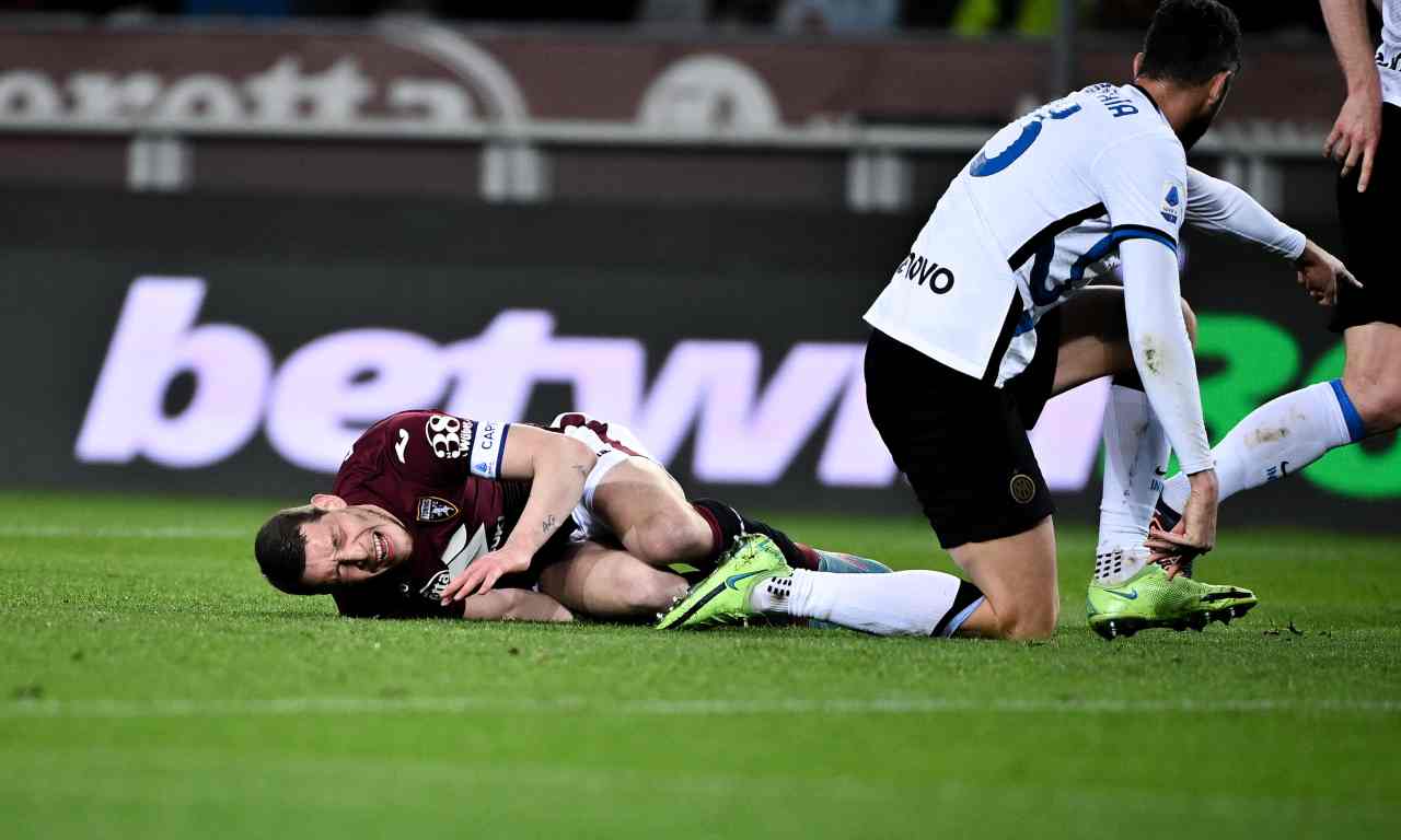 Torino-Inter, Belotti a terra