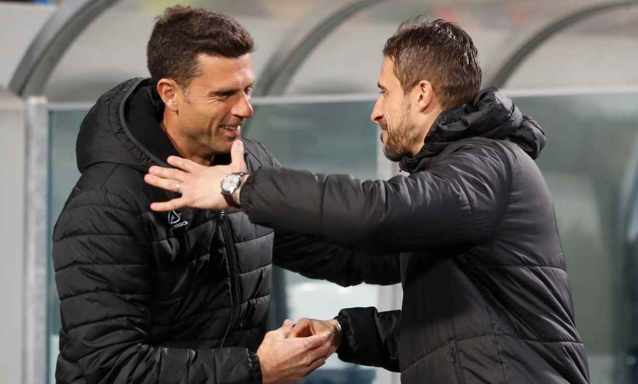 Dionisi e Thiago Motta si salutano