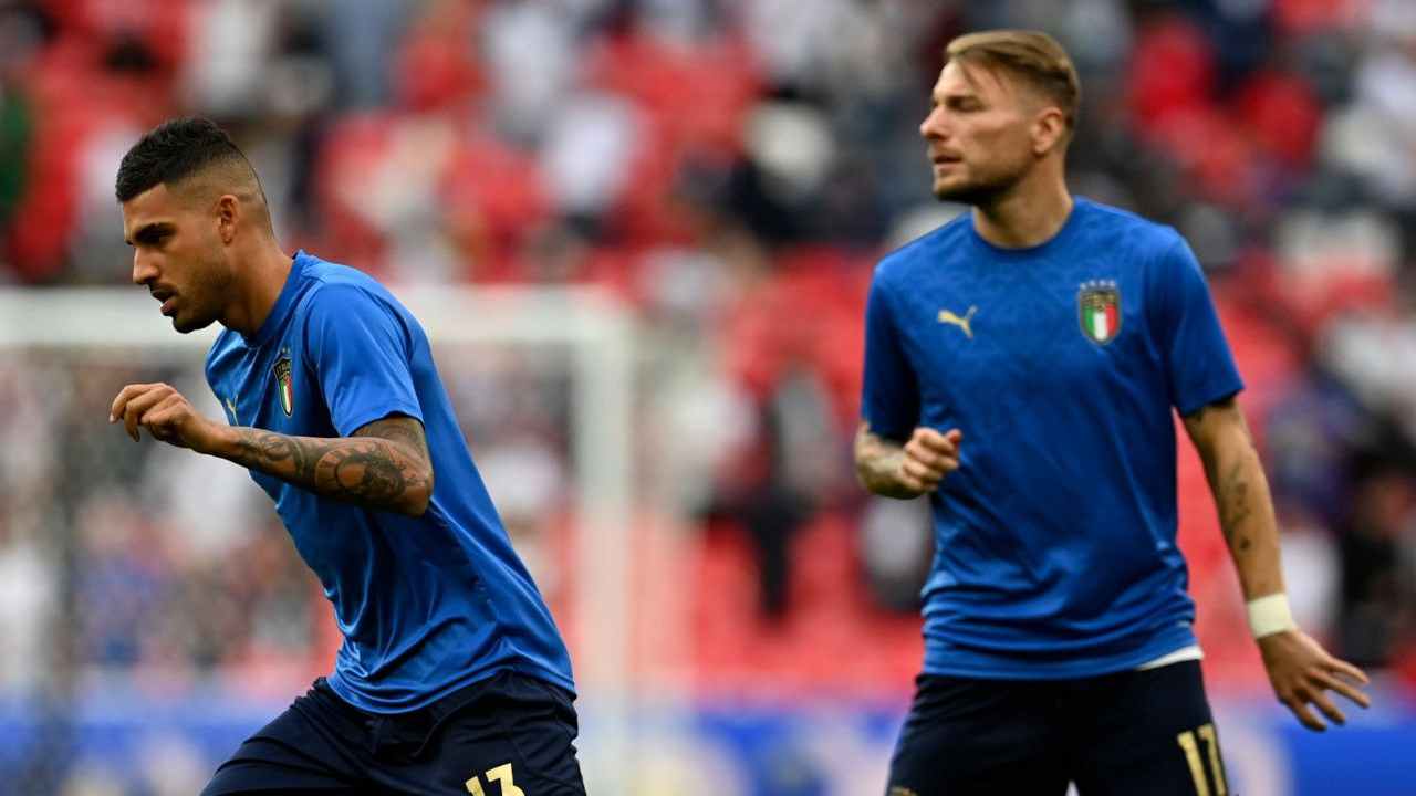 Emerson Palmieri ed Immobile si allenano