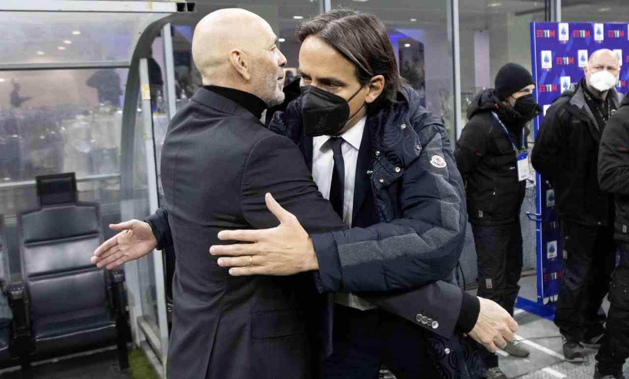 Inter e Milan, Pioli e Inzaghi si abbracciano