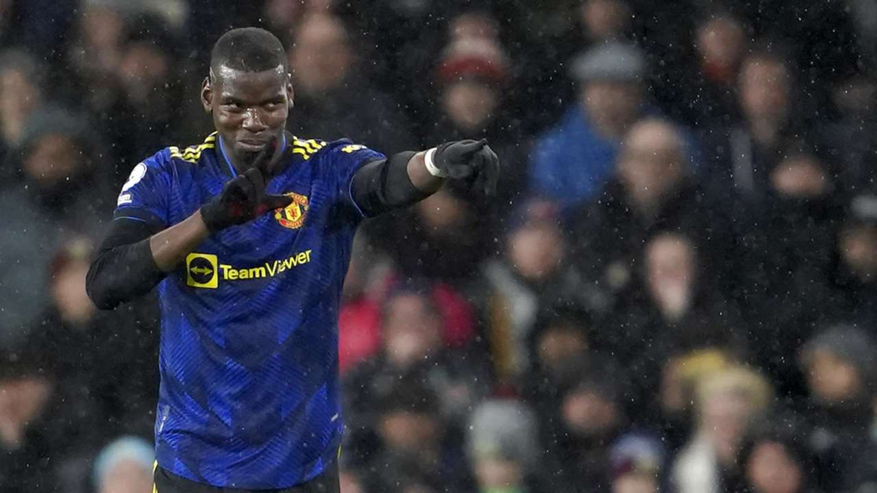 L'esultanza di Pogba dopo aver segnato al Burnley