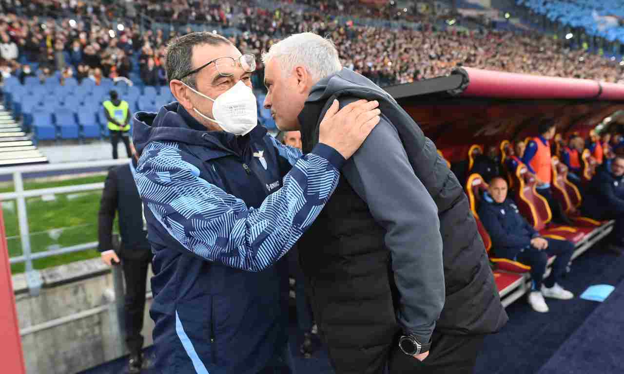 Roma-Lazio, Sarri e Mourinho si salutano