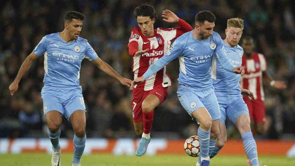 Un'azione del match UEFA Champions League tra Atletico e City