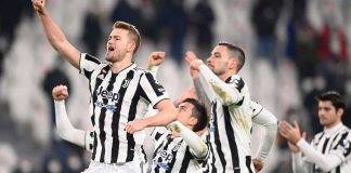 La Juventus festeggia dopo la vittoria