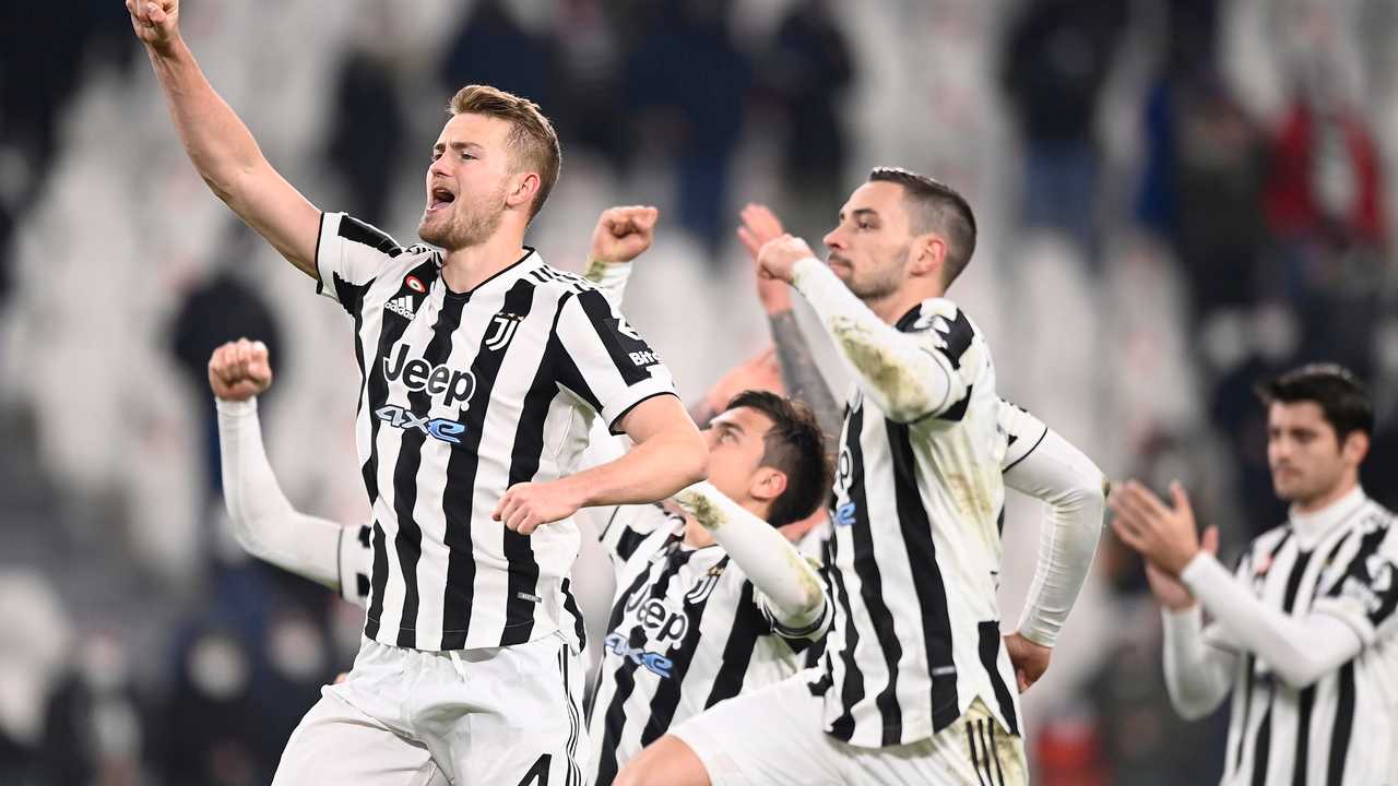 La Juventus festeggia dopo la vittoria