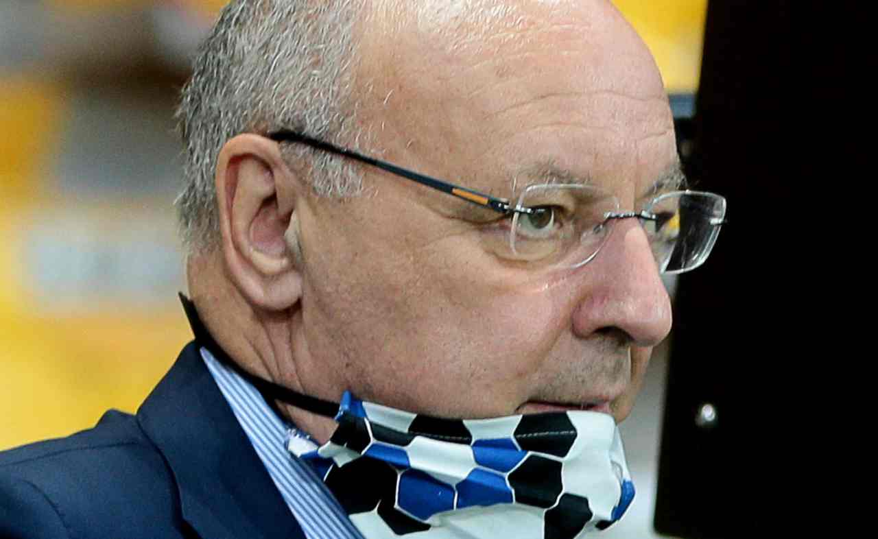 Inter, primo piano di Marotta con la mascherina