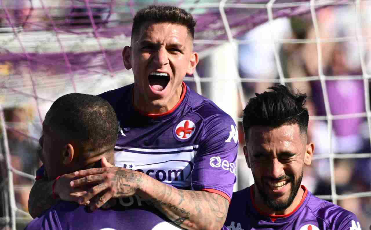 Fiorentina-Venezia, l'esultanza di Torreira