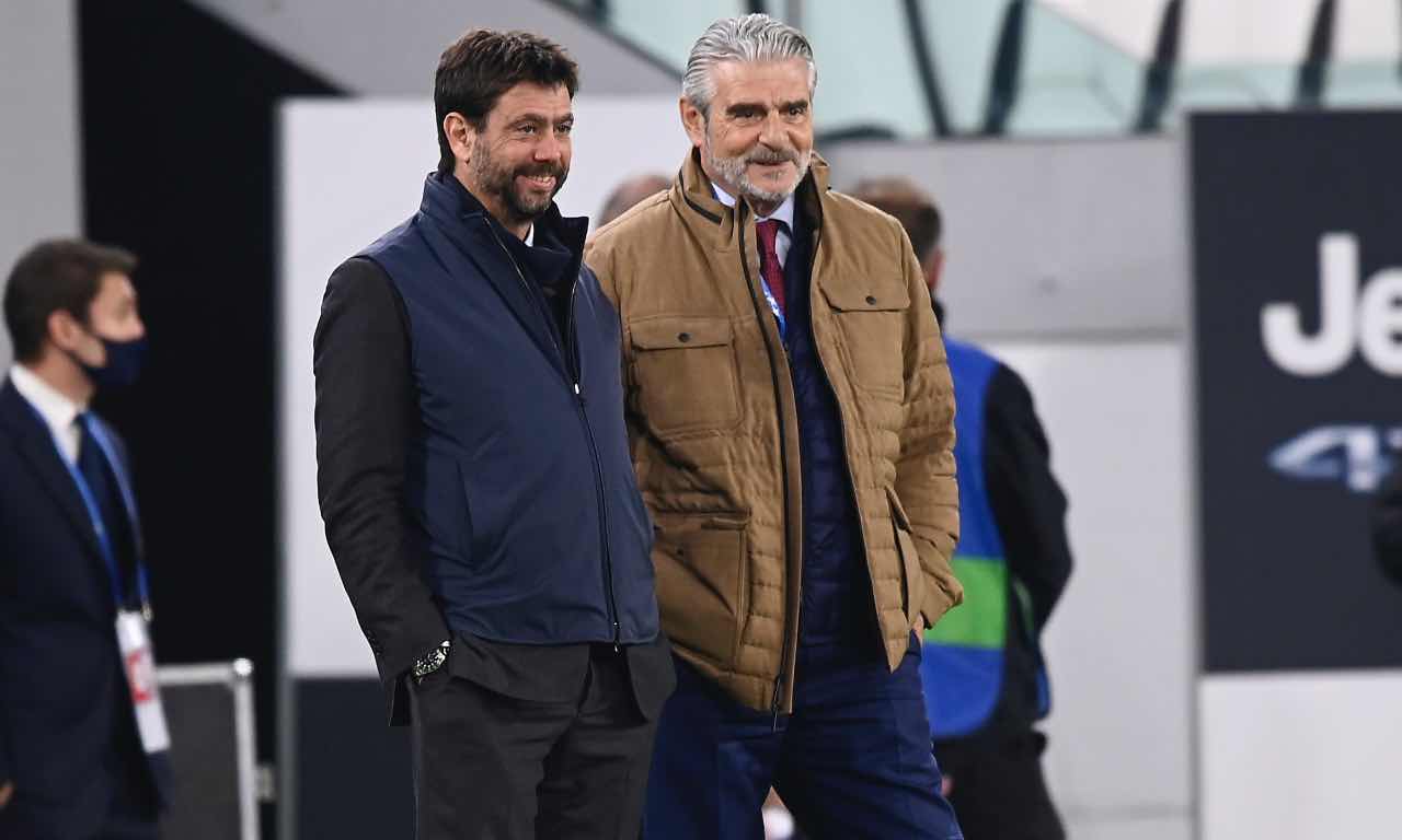 Agnelli e Arrivabene sorridenti