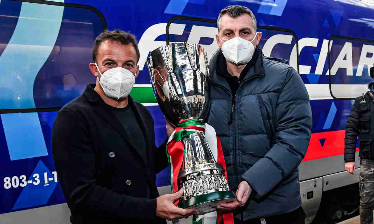 Del Piero e Vieri con la Supercoppa Italiana 
