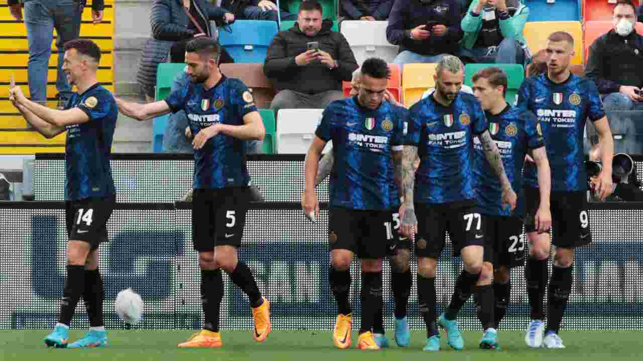 Inter giocatori dopo il gol segnato