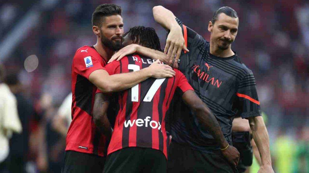 I tre attaccanti del Milan: Ibra, Leao e Giroud