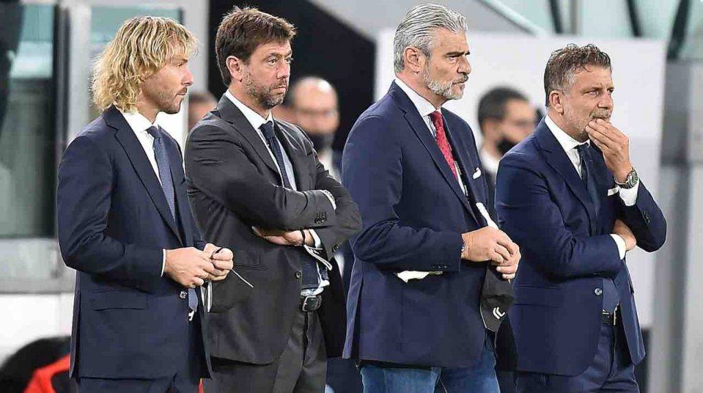 Nedved, Agnelli, Arrivabene e Cherubini osservano