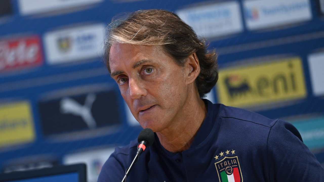 Mancini in conferenza stampa Italia Mondiali