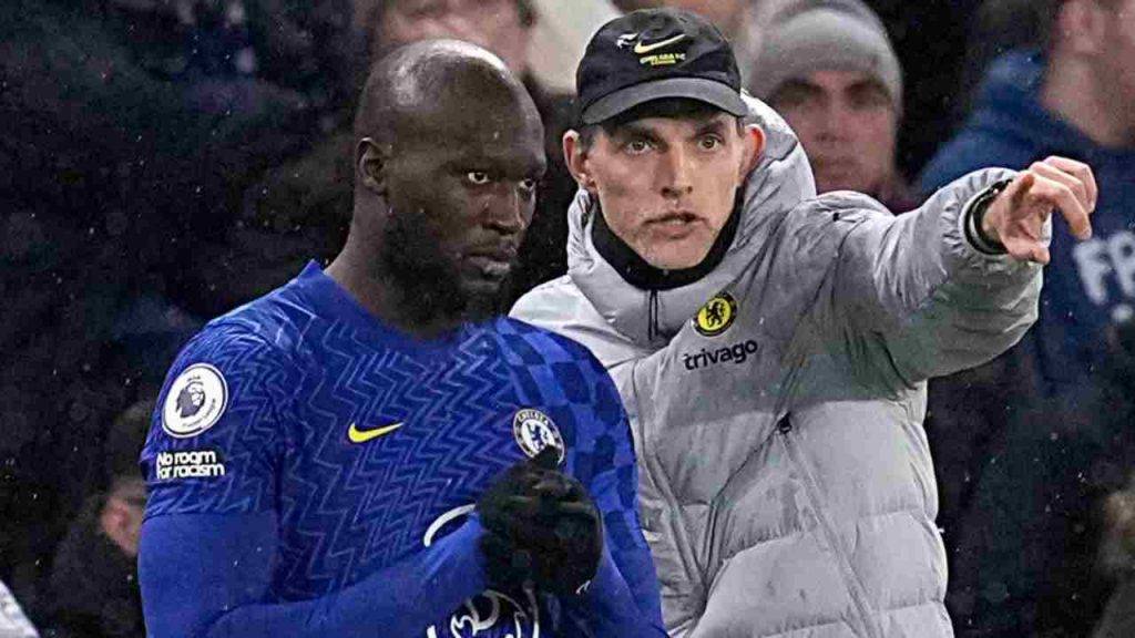 Lukaku e il tecnico del Chelsea Tuchel 