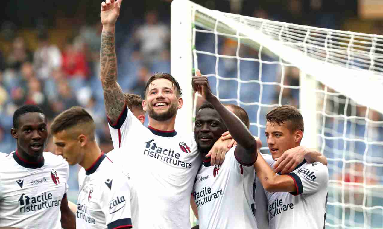 Bologna, Barrow esulta con i compagni