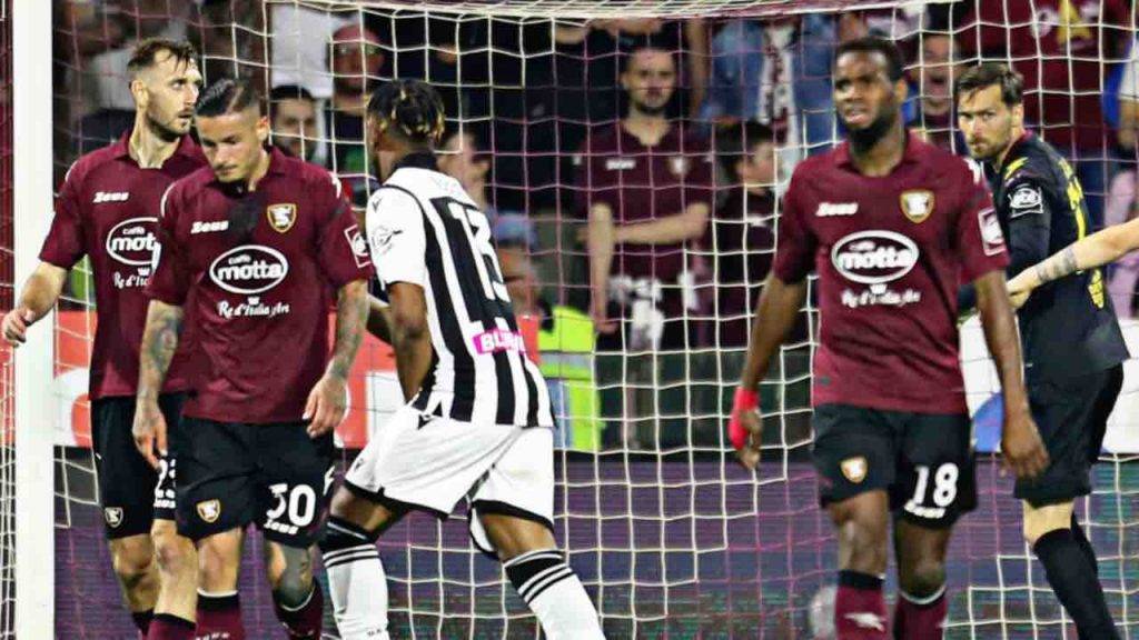 L'Udinese in campo contro la Salernitana