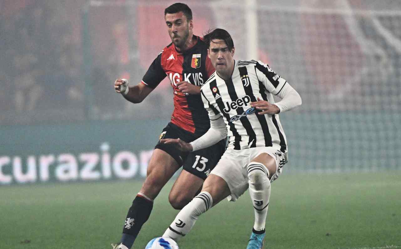 Genoa-Juventus, Vlahovic in azione