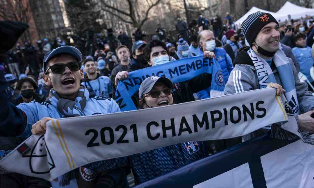 I tifosi del New York City festeggiano la vittoria della MLS