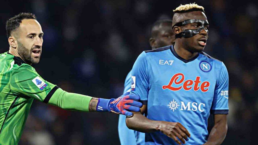 Ospina, Osimhen e Koulibaly con la maglia del Napoli