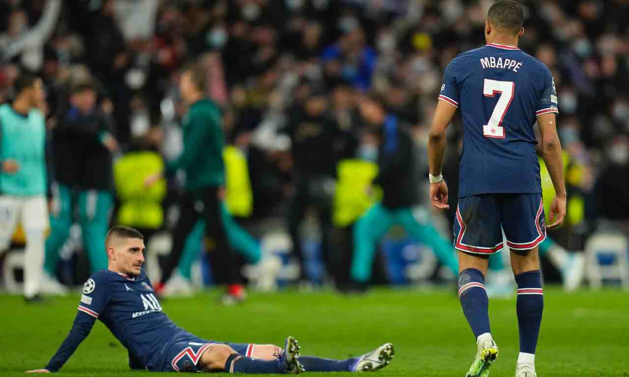 Verratti deluso dopo la sconfitta del PSG in Champions League