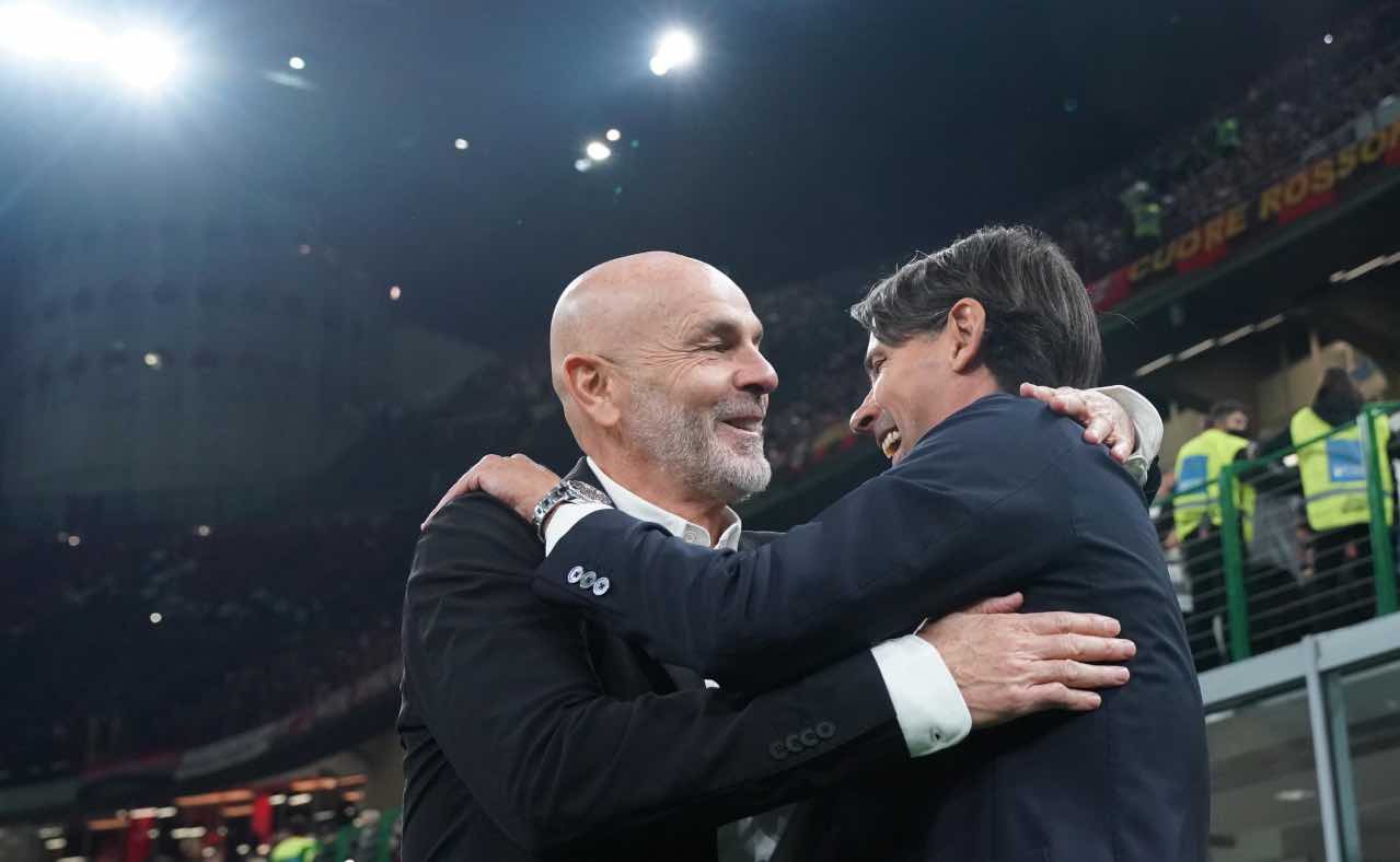 Inzaghi e Pioli si abbracciano prima del derby